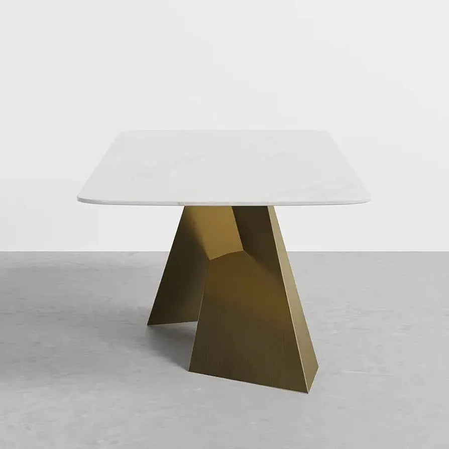 Rectangular Modern Dinning Table With White Sintered Stone Top