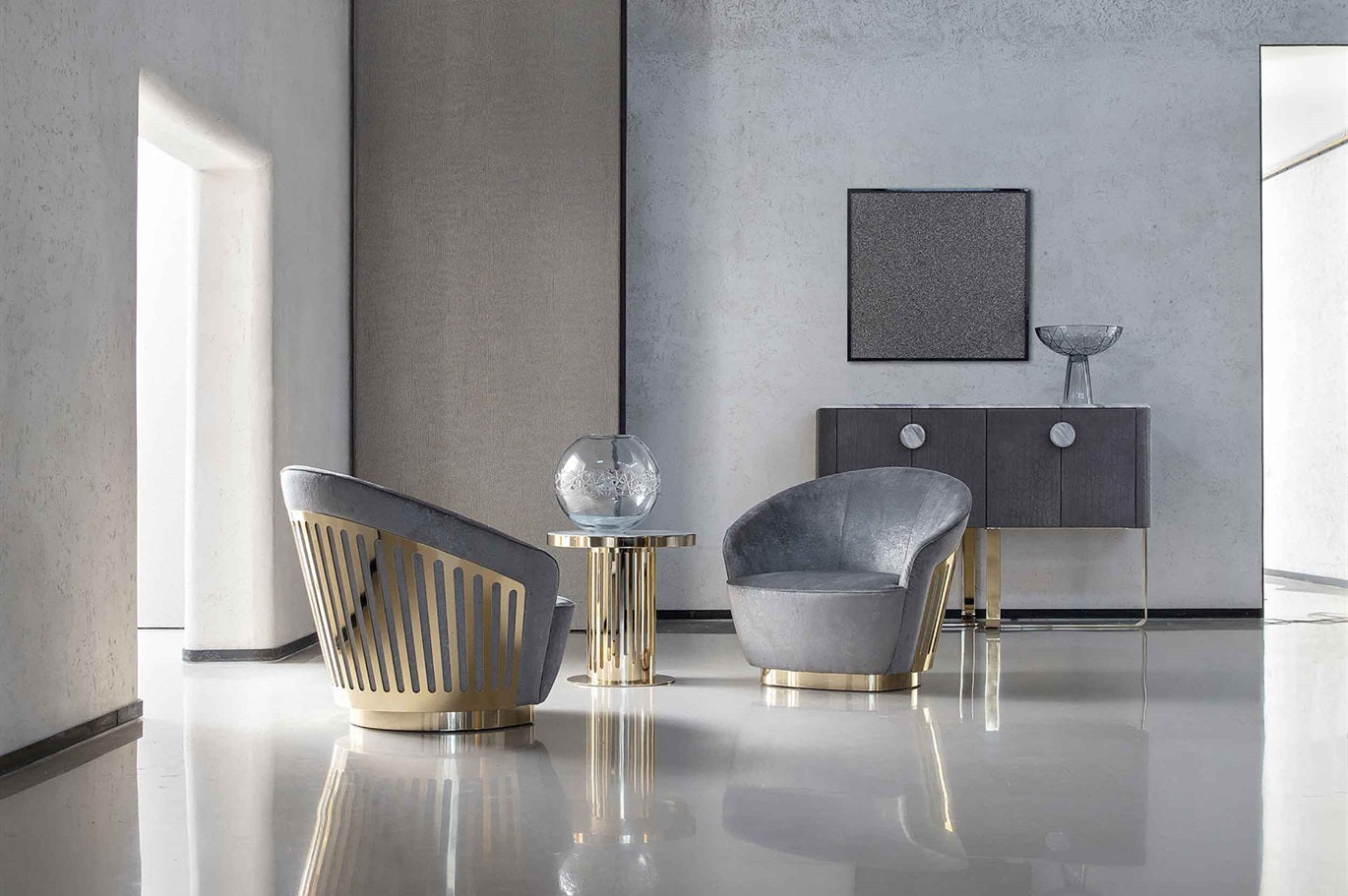 Luxury Velvet Accent Chair with Gold Base