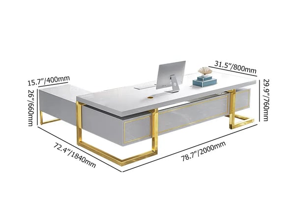 Executive Office Table With Maple Storage In L Shape