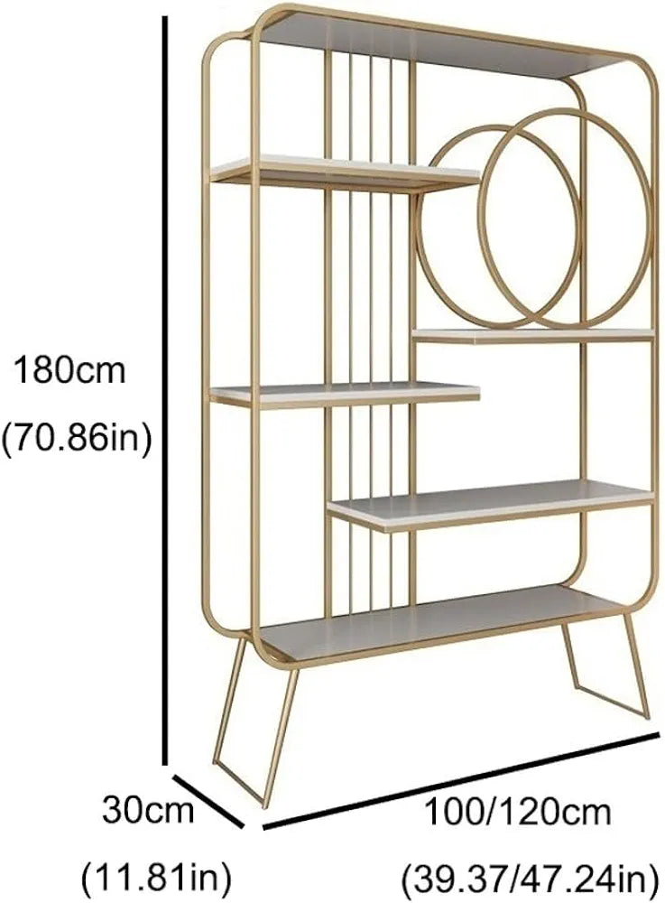 Office Rack For Bookes And Files Shelf, Gold and White