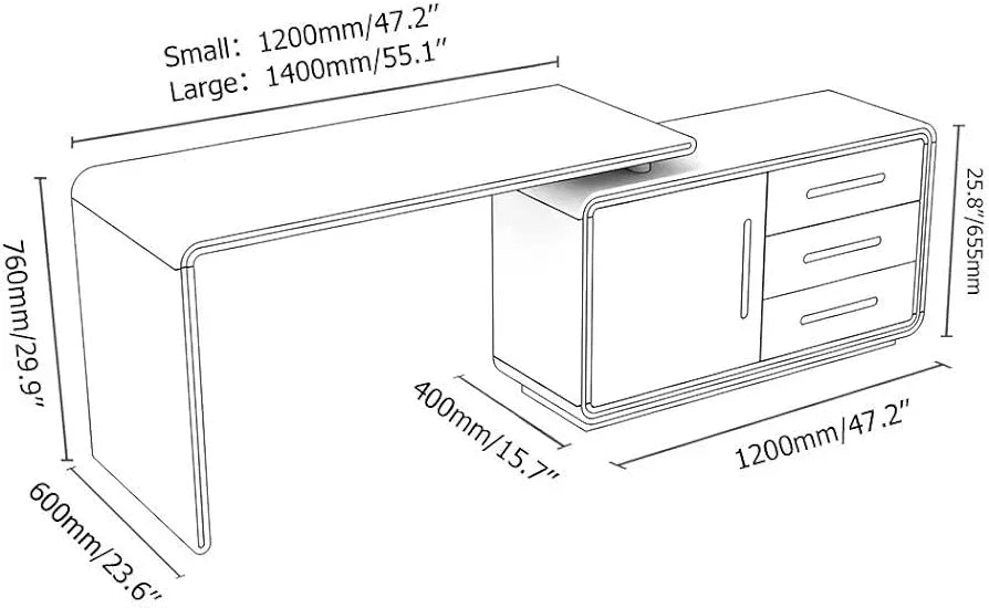 Office Table With Rotating Storage Cabinet