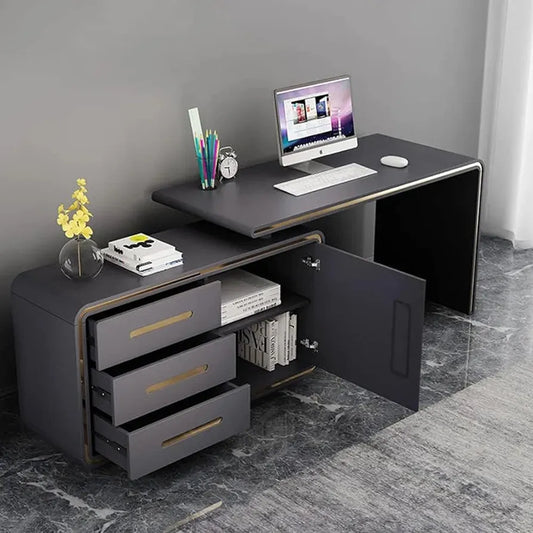 Office Table With Rotating Storage Cabinet