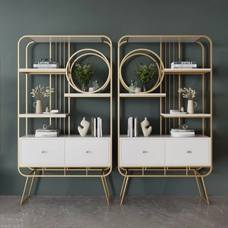 Office Rack For Bookes And Files Shelf, Gold and White – PC HOME DECOR
