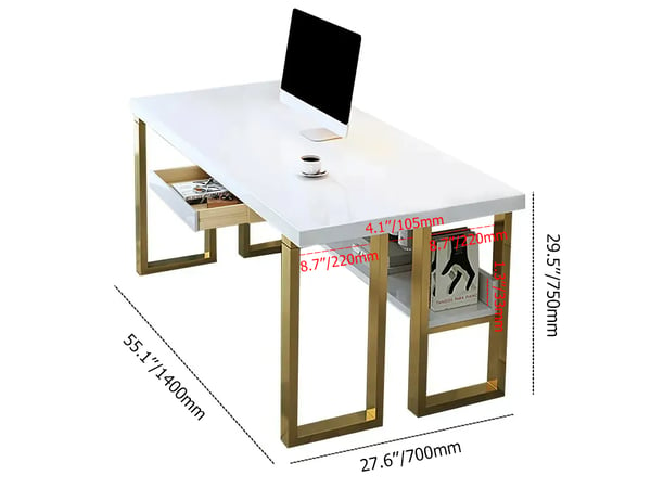 Study|Office Table in Gold and White