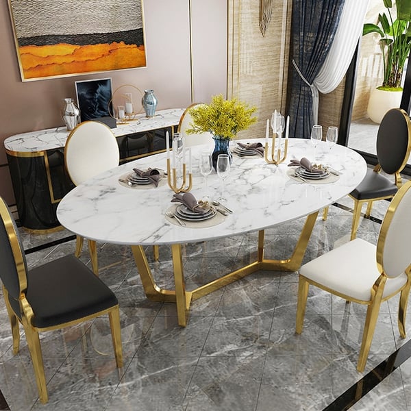 Oval Shape Dinning Table With 6 Chairs