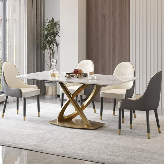 Metal Dining Table Slate Table for Dining Room Kitchen