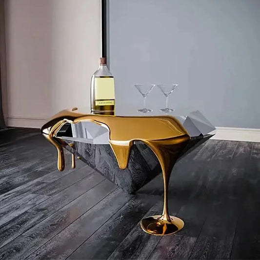 Luxury Diamond Drip Centre Table – Stainless Steel Sculptural Design