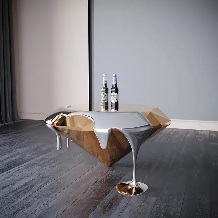 Rose Gold Diamond Drip Centre Table – Contemporary Art Furniture