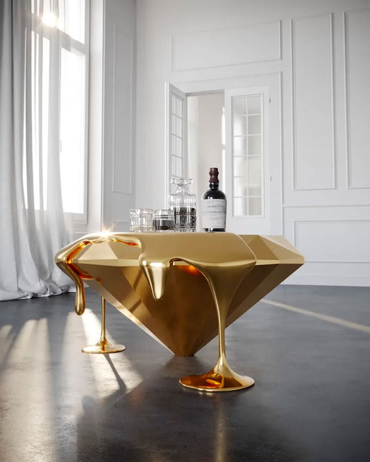 Diamond Centre Table – Artistic Molten Metal Design