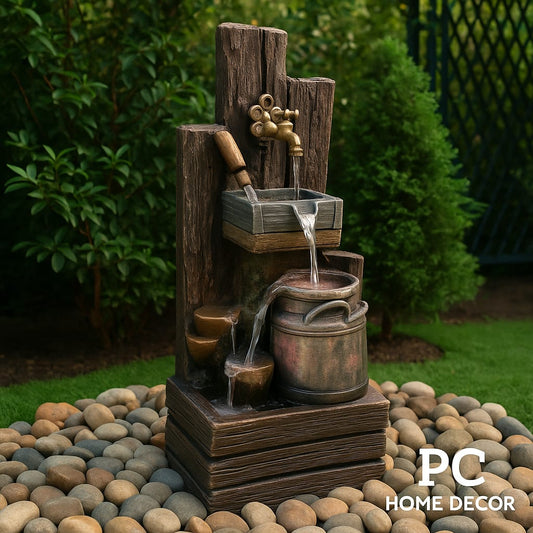 Rustic Barrel Water Fountain