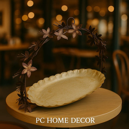 Floral Beige Basket Tray , ( Set of 20)