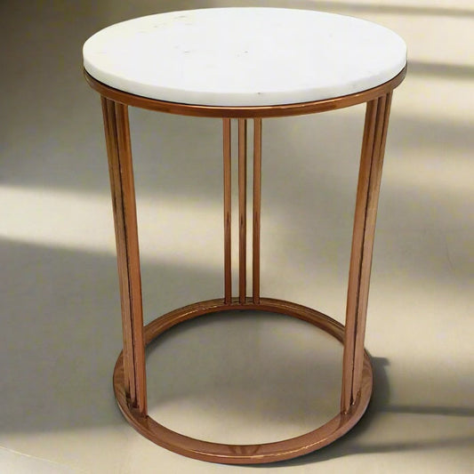 PC Home Decor | Steel Marble Top Coffee Table, Bronze and White