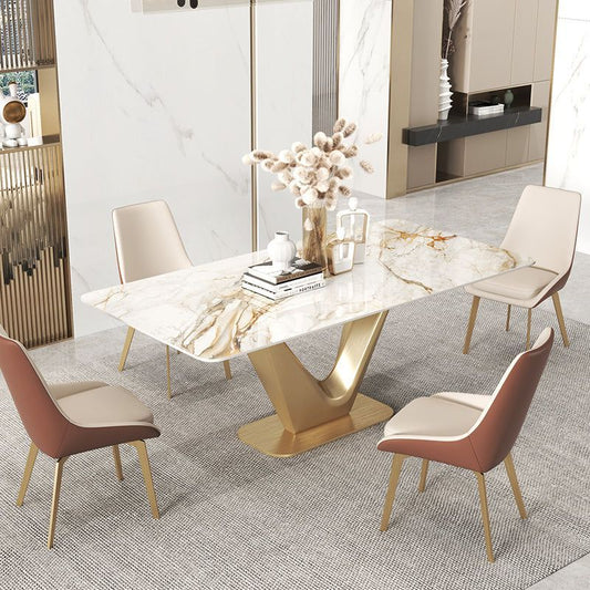 V Shape Dining Table With 6 Chairs