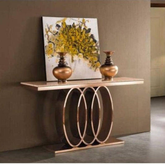 Oval Stand Console Table, Rose Gold