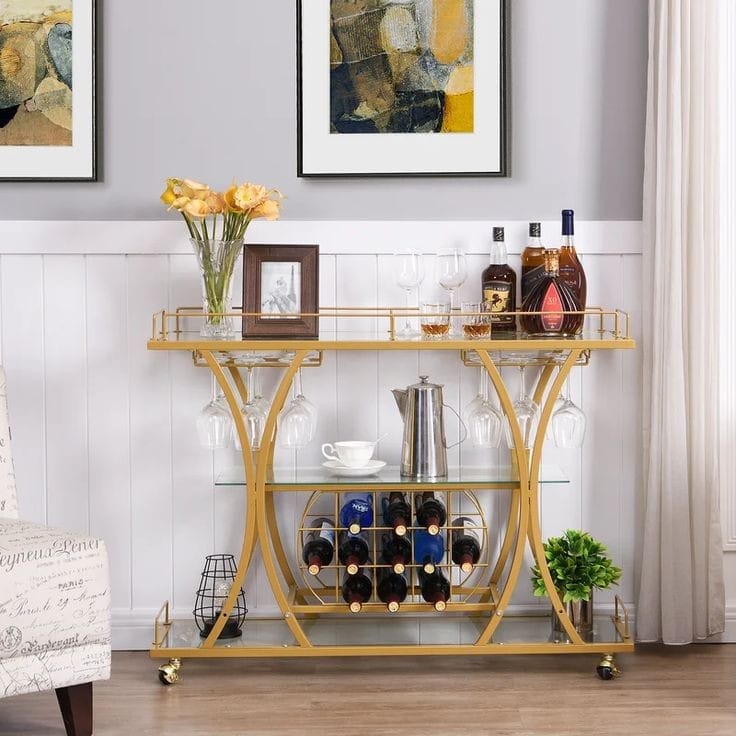 Bar Trolly With Maple Storage