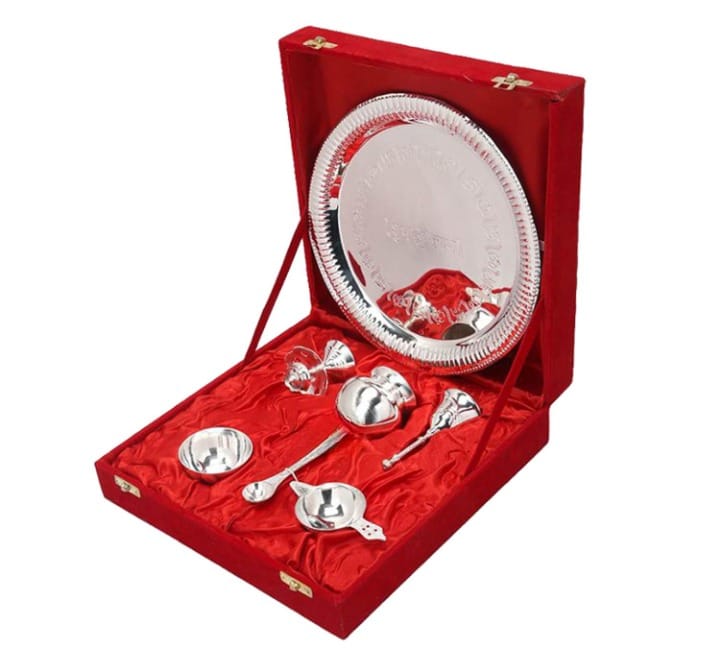 Pooja Thali Set With Velvet Box Packing