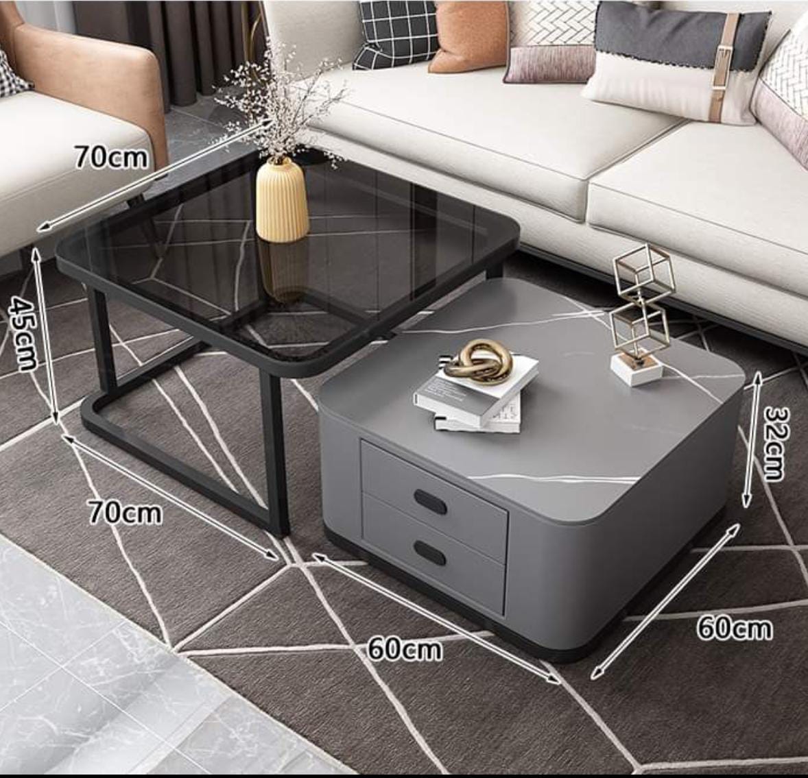 Nordic Exclusive Square Nesting Table – PC HOME DECOR
