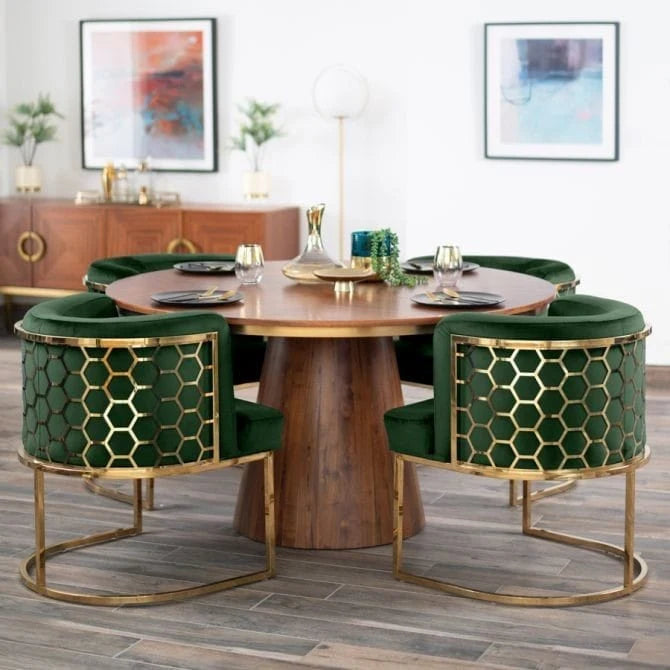Exclusive 4 Seater Round Dinning Table,Green