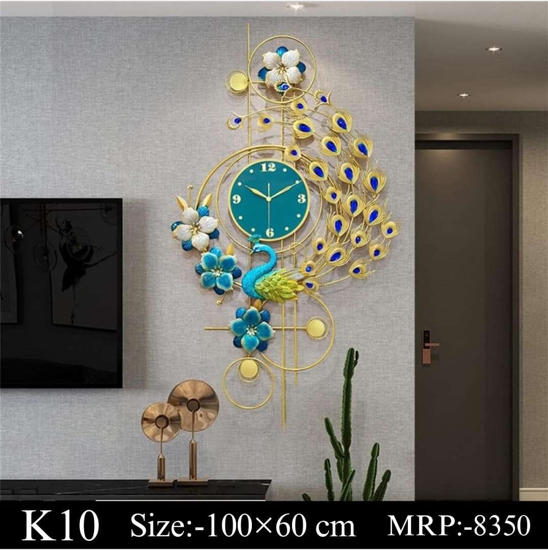 Imported Peacock Wall Clock With Upward Glare