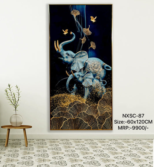 Enhancing Elephant Crystal Wall Painting