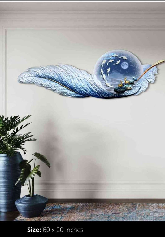 Leaf Pattern Crystal Wall Decor With LED