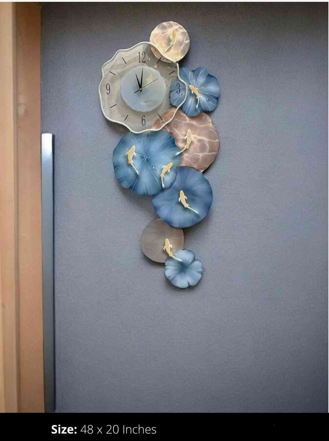 Exclusive Wall Clock With Fish On Leaves With LED