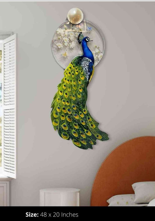 Enhancing Peacock Vertical Crystal Wall Decor