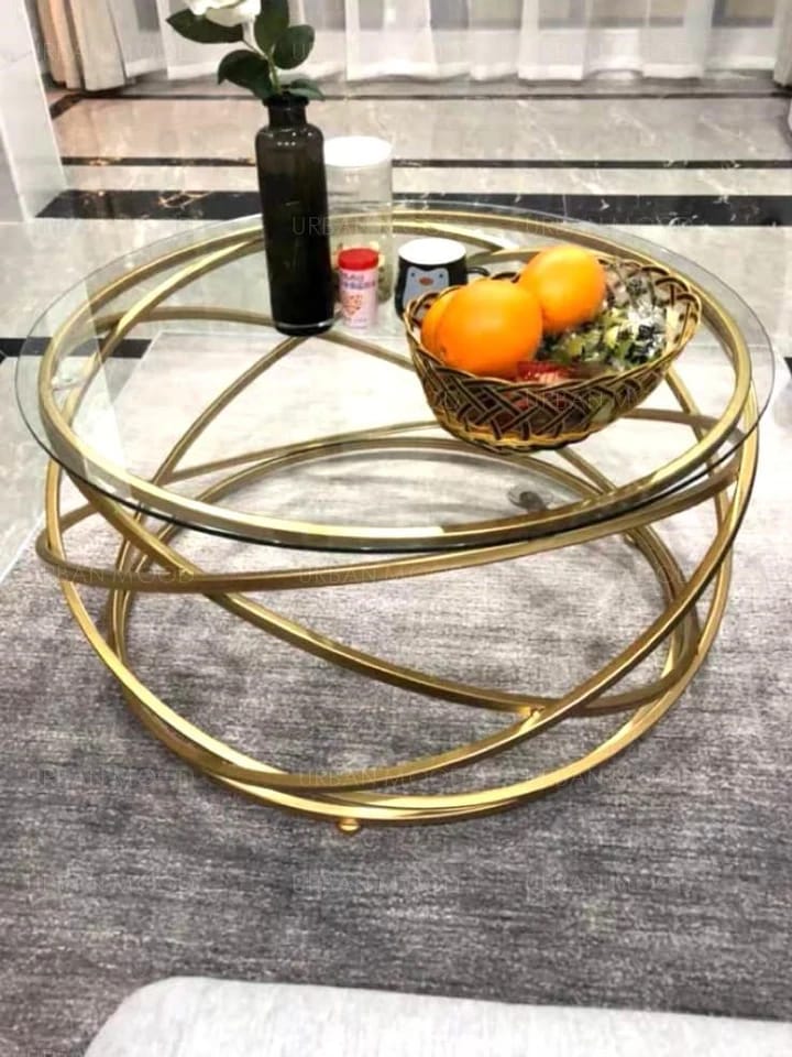 Medium Circular Center, Gold Table, Gold