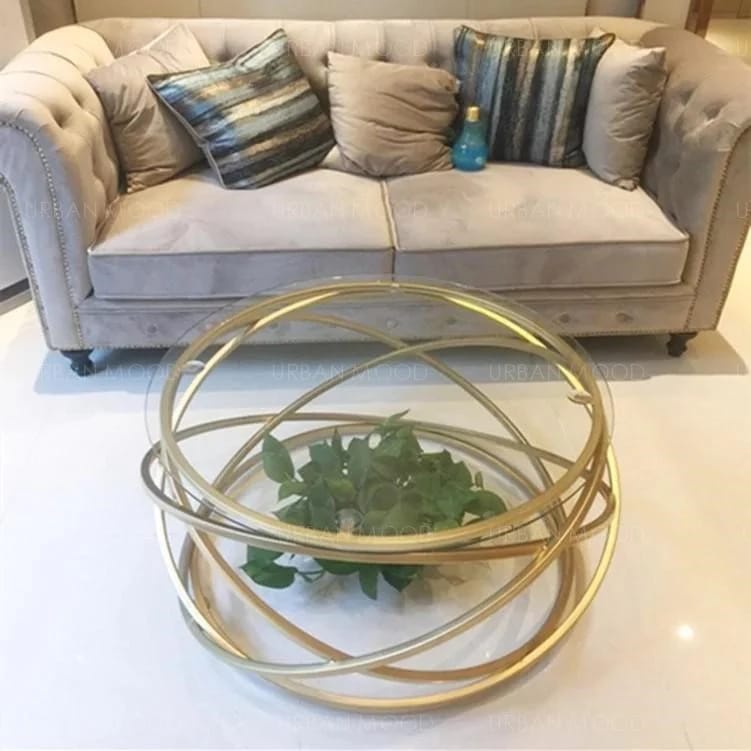 Medium Circular Center, Gold Table, Gold