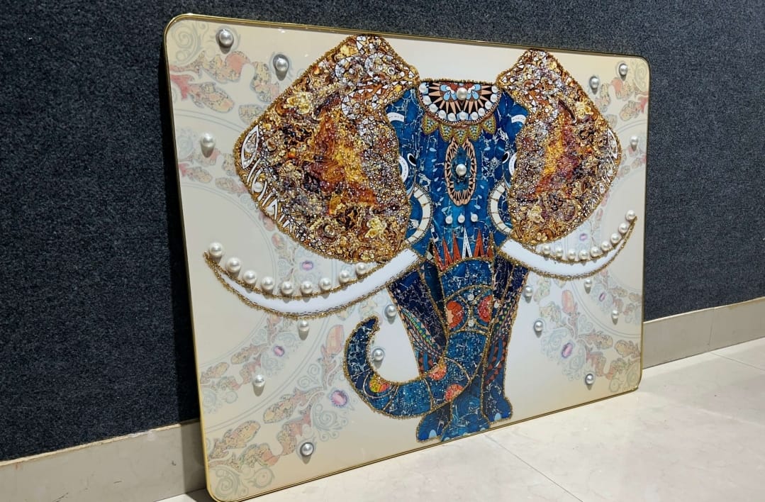 Imported Crystal Elephant Painting