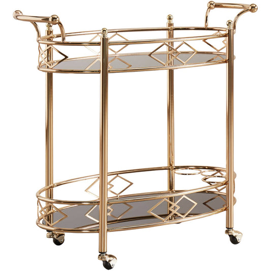 SS Rose Gold Bar Trolly With Brown Glass