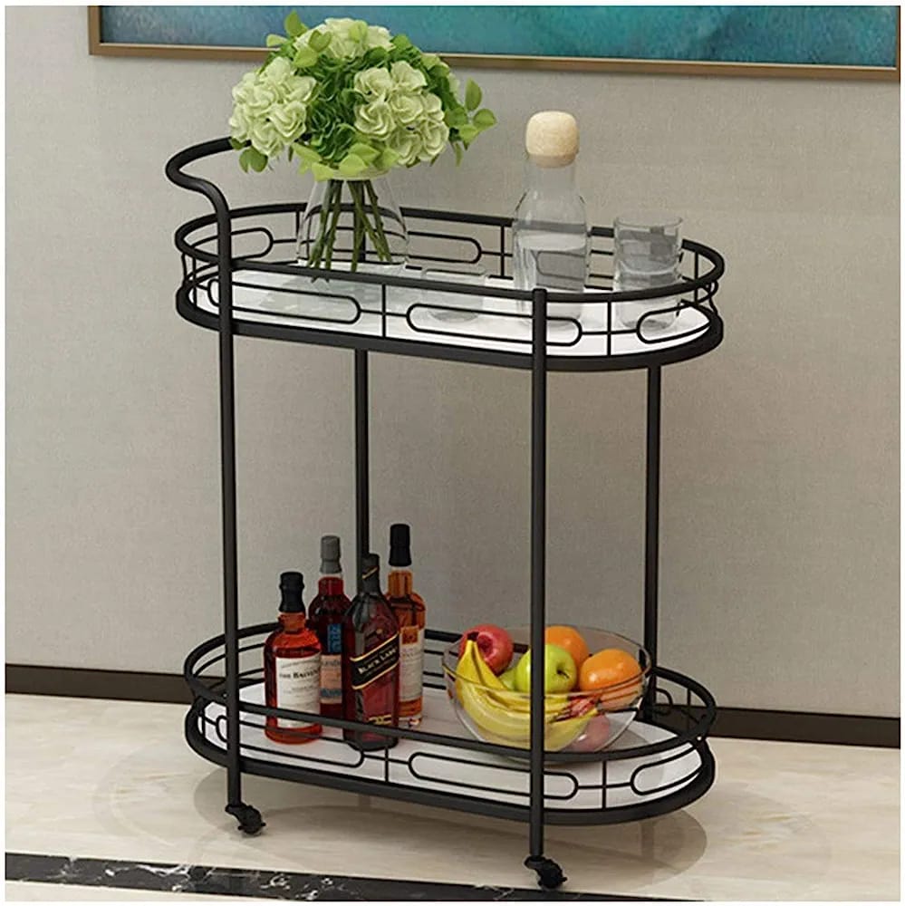 Oval Two Tire Metal Bar |Serving Trolly