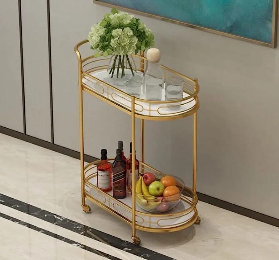 Oval Two Tire Metal Bar |Serving Trolly