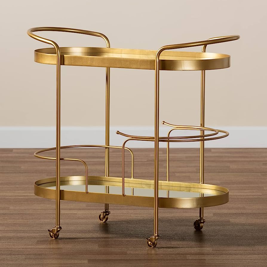 Modern Gold Bar Trolly With Mirror Top