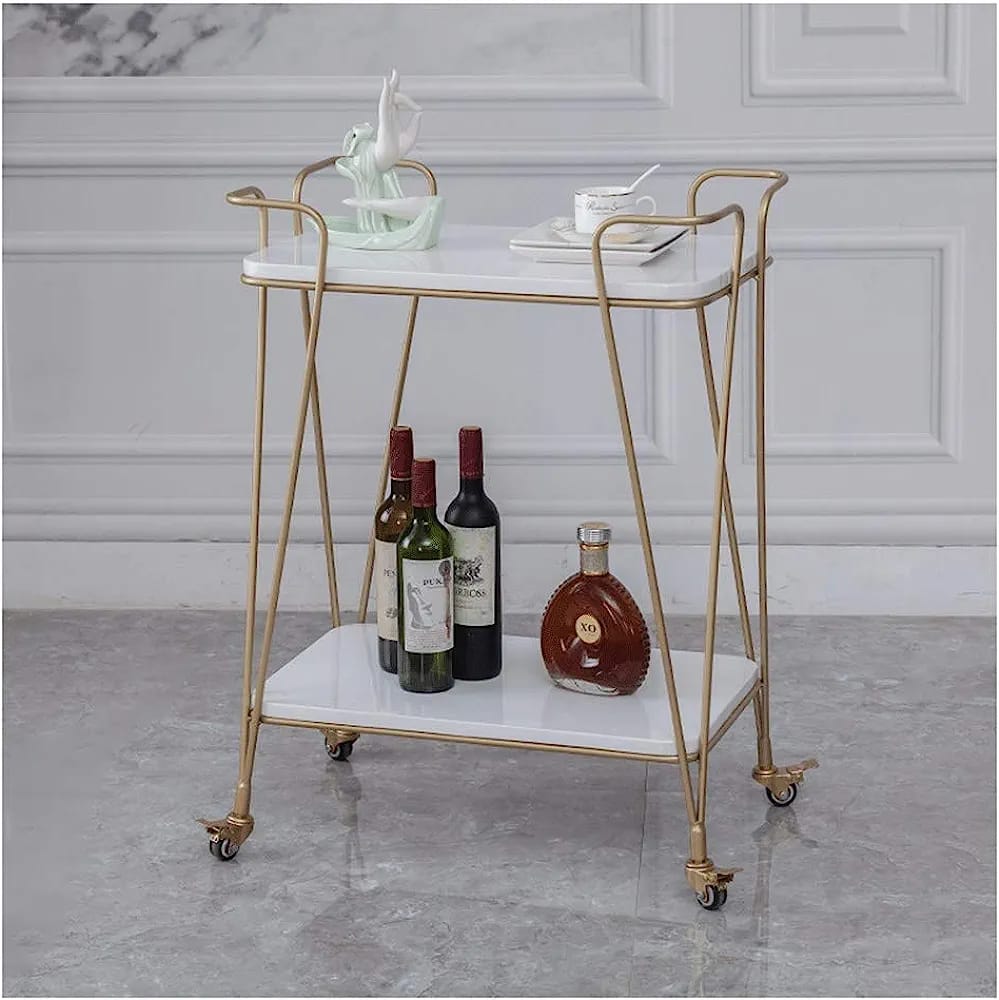 Metal Bar Trolly With Marble Top