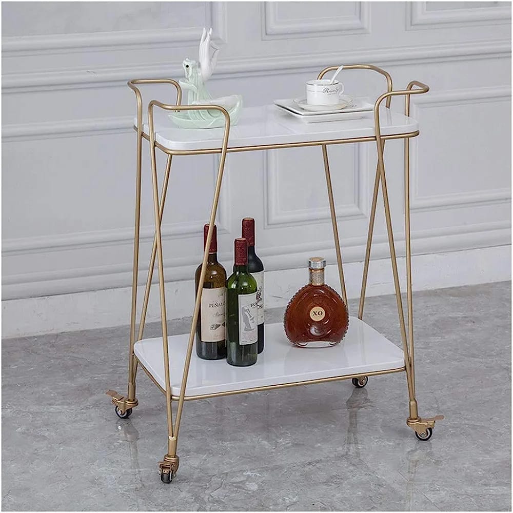 Metal Bar Trolly With Marble Top