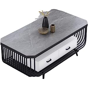 Rectangular Coffee Table|Centre Table With Gray Marble TOP