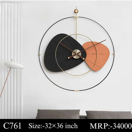 Imported Premium Wall Clock, Organge And Black