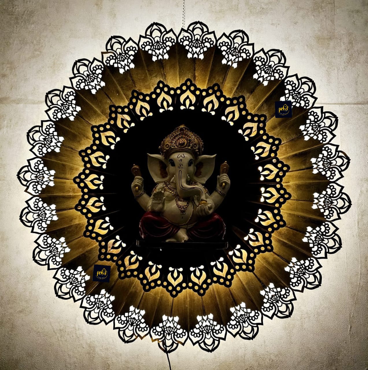 Ganesh ji With Flower Background Wall Decor