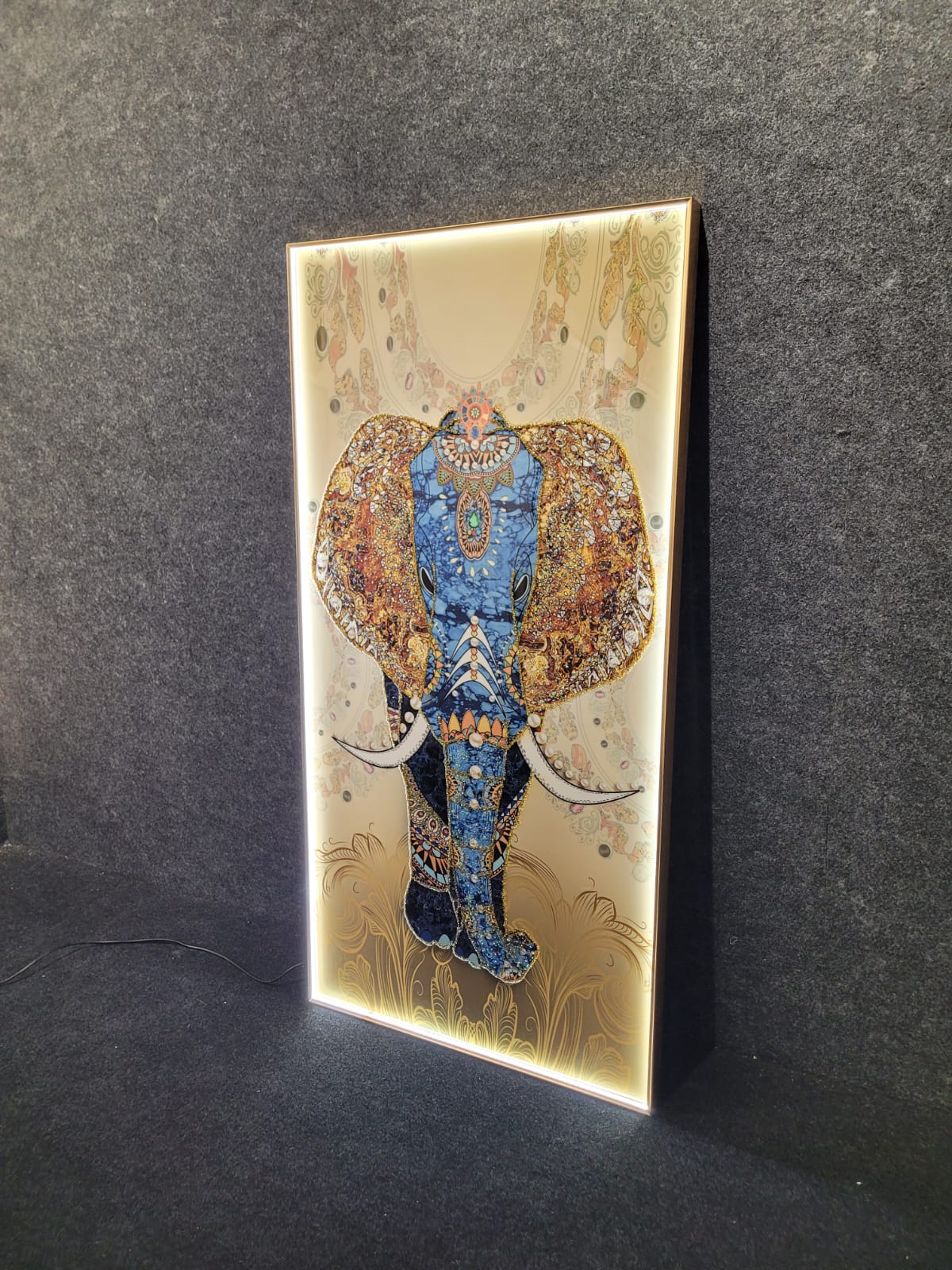 Premium Imported Elephant painting Wall Decor With LED