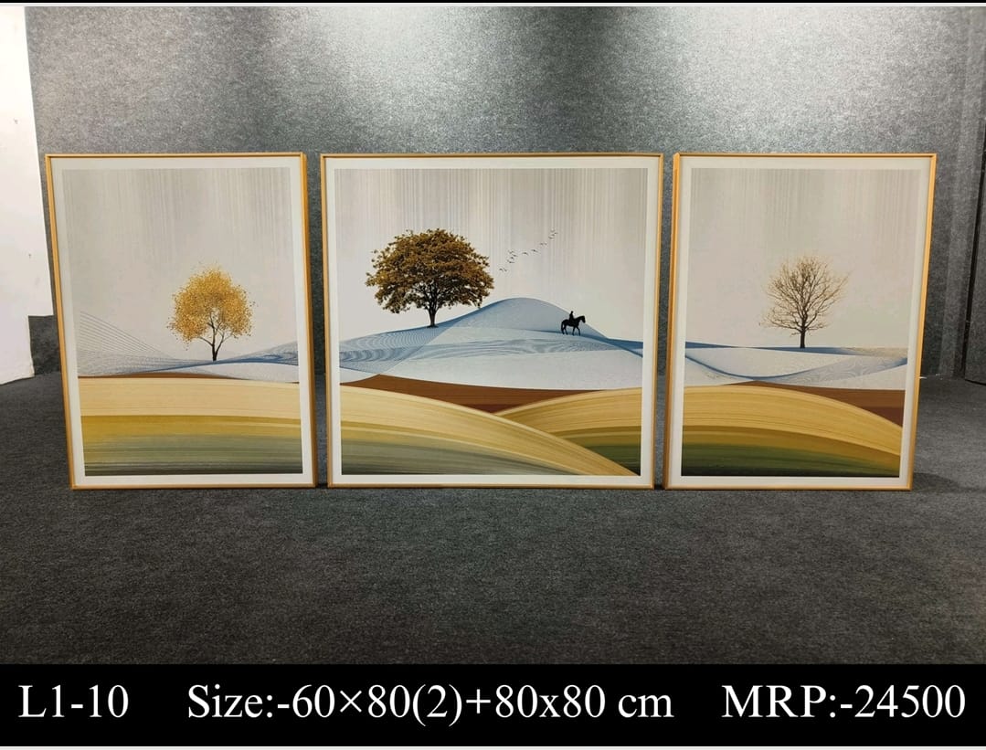 Imported Aluminium Frame Leather Painting (set of 3)