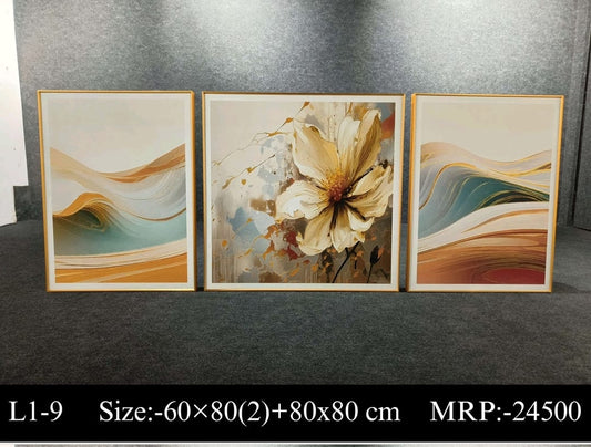 Imported Aluminium Frame Leather Painting (set of 3)(24"×32"/32"×32"/24"×32")