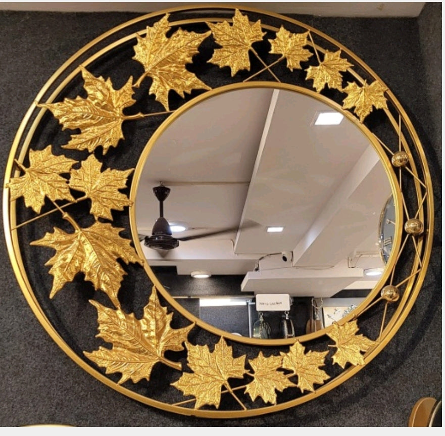 Exclusive Round Mirror In Leaf Pattern(30" inches )