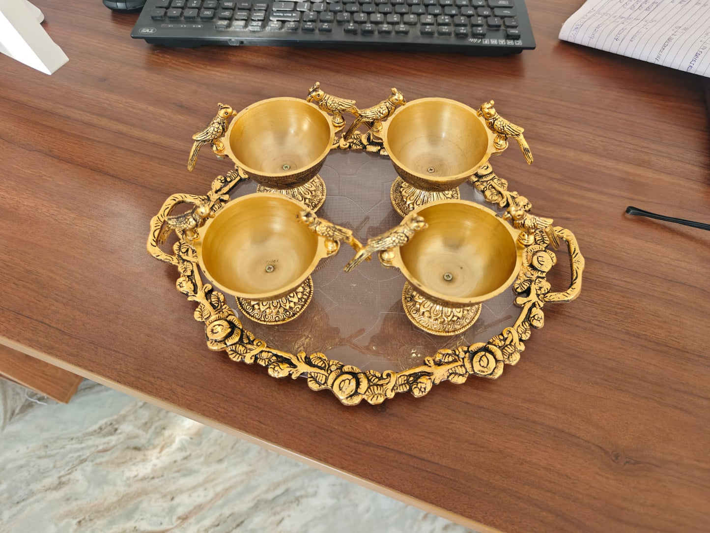 Elegant Tray With 4 Bowl Set