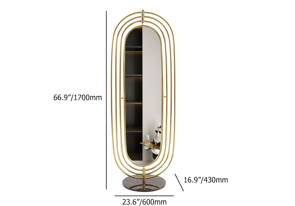 Oval Decoratives Full Length Standing Mirror With Marble