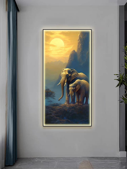 Sacred Bond – LED Elephant Wall Art