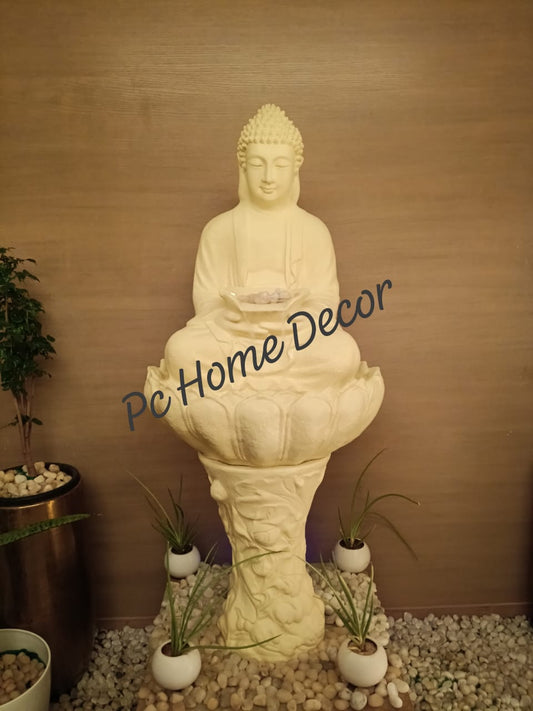 PC Home Decor | Pillar Buddha Fountain, White