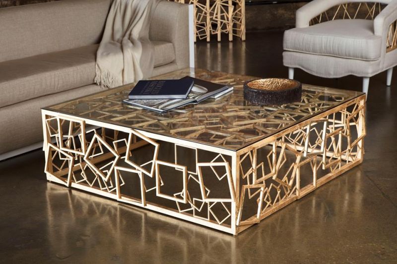 Square Big Centre Table With Glass Top(48"×48"×18")