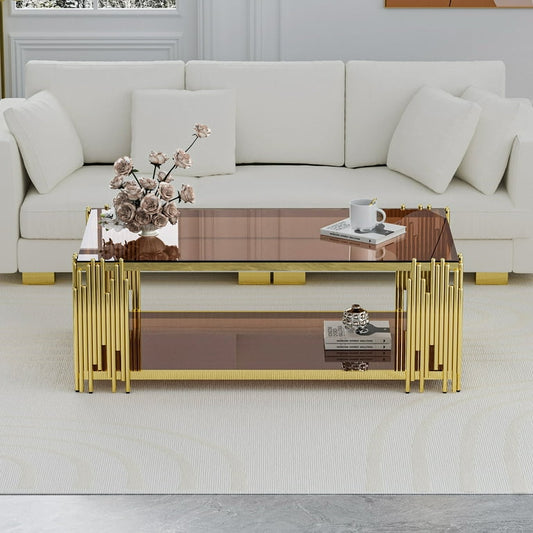 Large Stainless Steel Centre Table, Gold