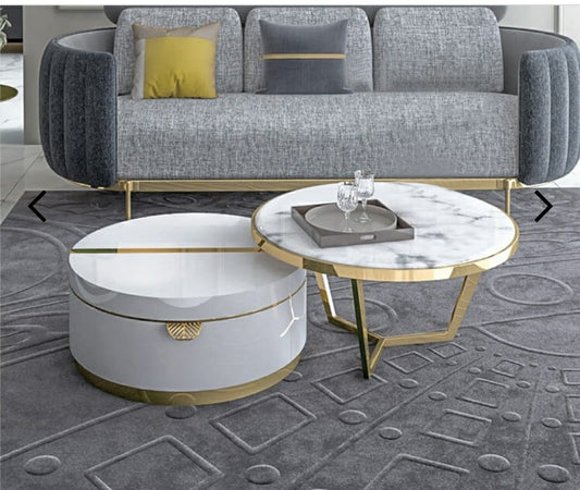 Centre Table with Storage Box, Gold and Pink